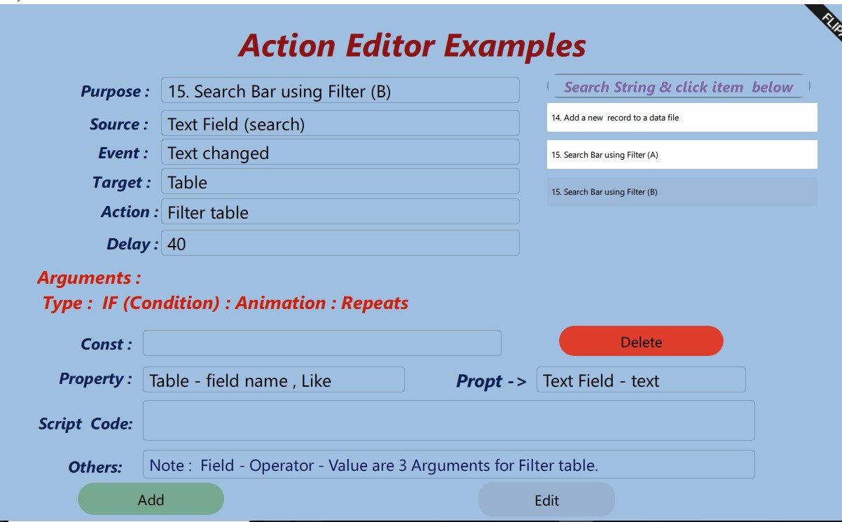 Action Editor Examples