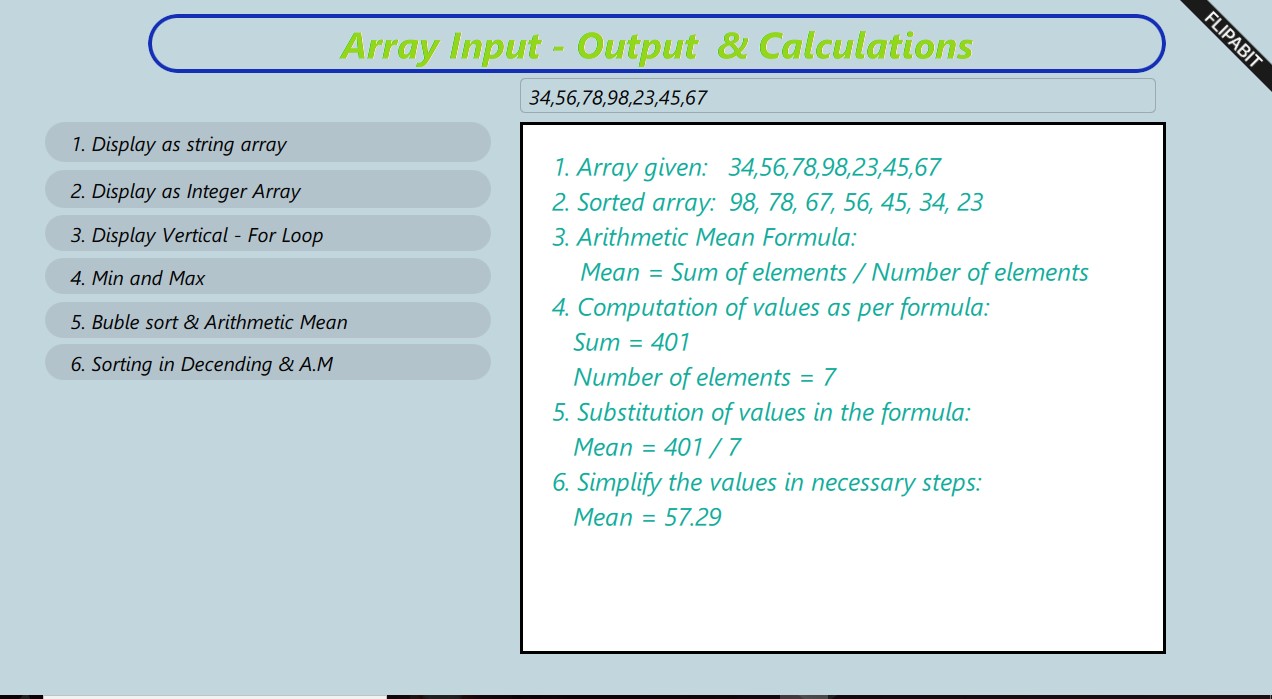 Array - input - output - average